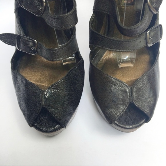 Steven Stiletto Platform Buckle Booties Peep WH26 - Picture 4 of 8